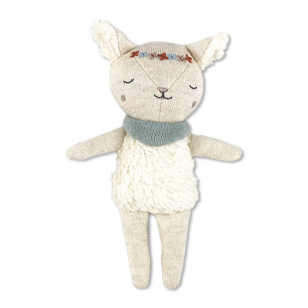 Babyrassel Lamm mit Plüsch, natur