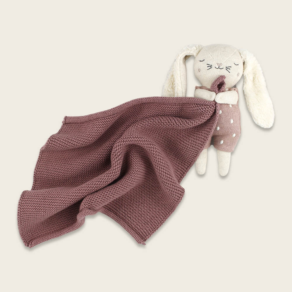 Kuscheltuch mit Hase groß, dunkles pink