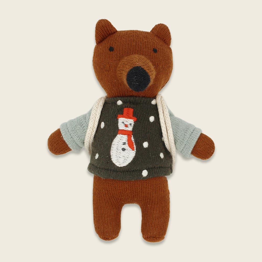 Mini-Kuscheltier Xmas Fuchs mit Schneemannpulli und Rucksack, ca. 12cm
