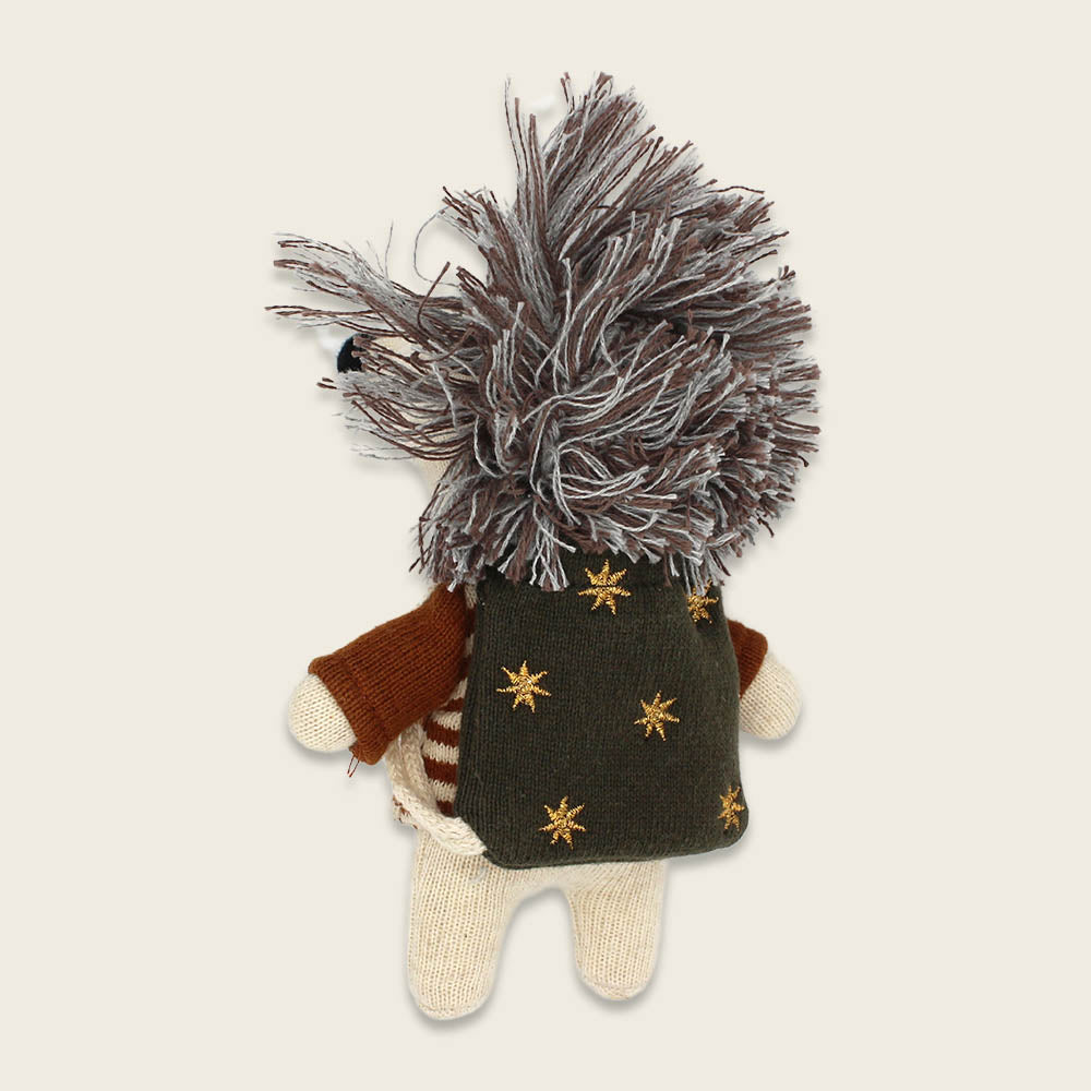 Mini-Kuscheltier Xmas Igel mit Ringelpulli und Rucksack, ca. 12cm