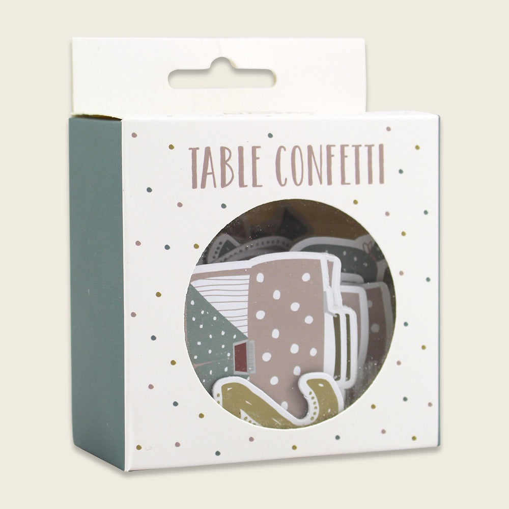 Table Confetti zur Einschulung mit Schultüten und Zahlen in pastell