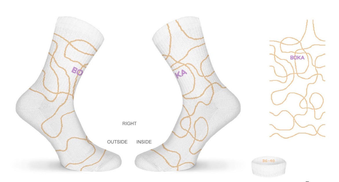Grafische Tennissocken "Rubberband beige"