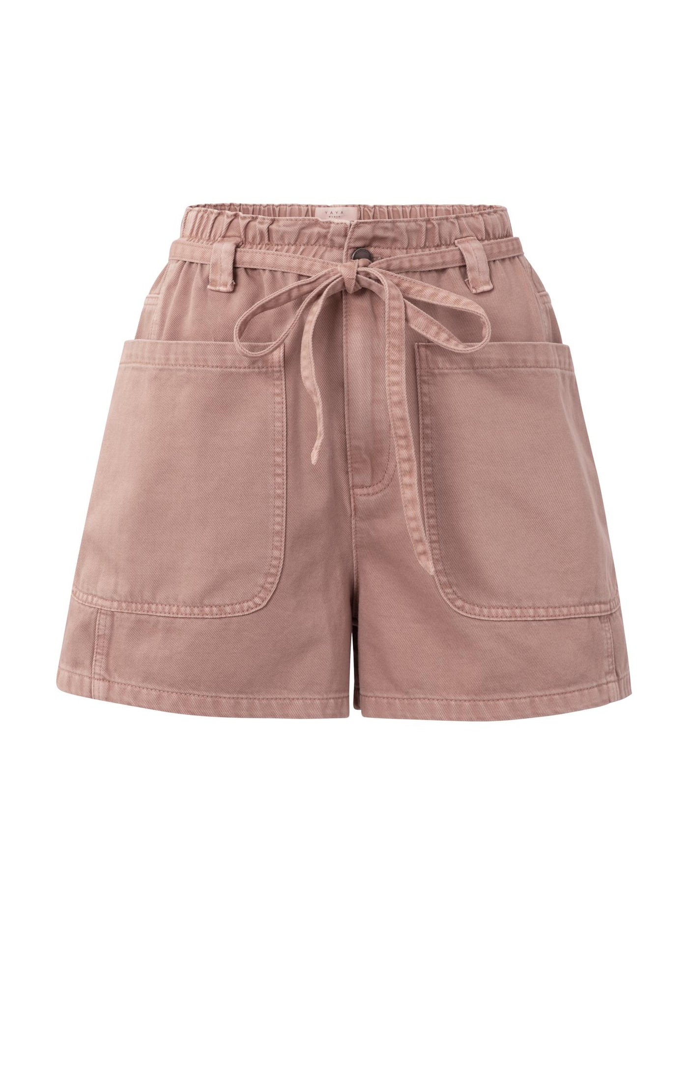 Stückgefärbte Shorts mit hohem Bund