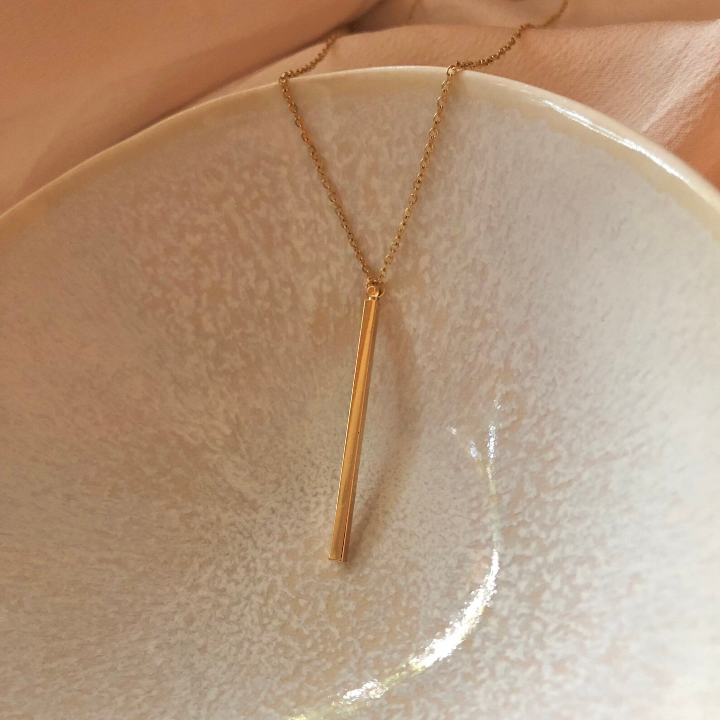 Zierliche Goldbarren-Anhänger-Halskette - Minimalistische Halskette - 18k Gold & Edelstahl