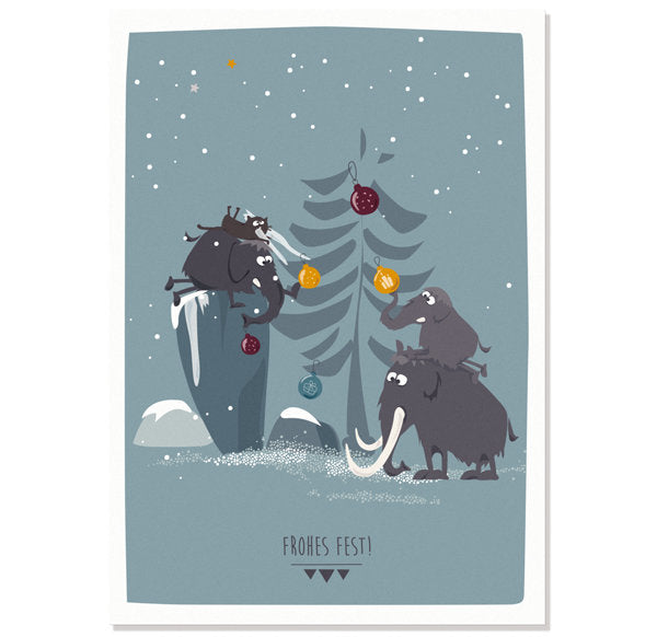 Postkarte Frohes Fest - Mammuts