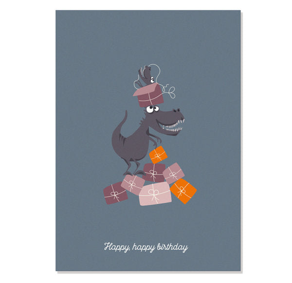 Postkarte Happy Birthday - Tyrannosaurus
