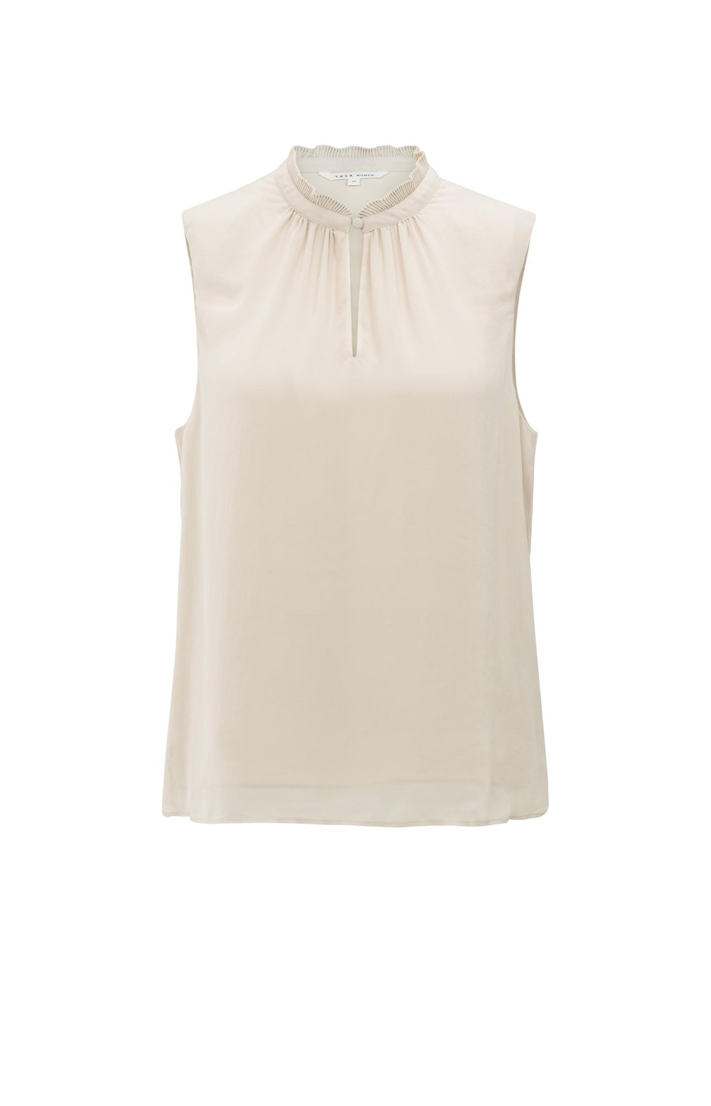 Ärmelloses Oberteil mit Rüschenkragen - Beige