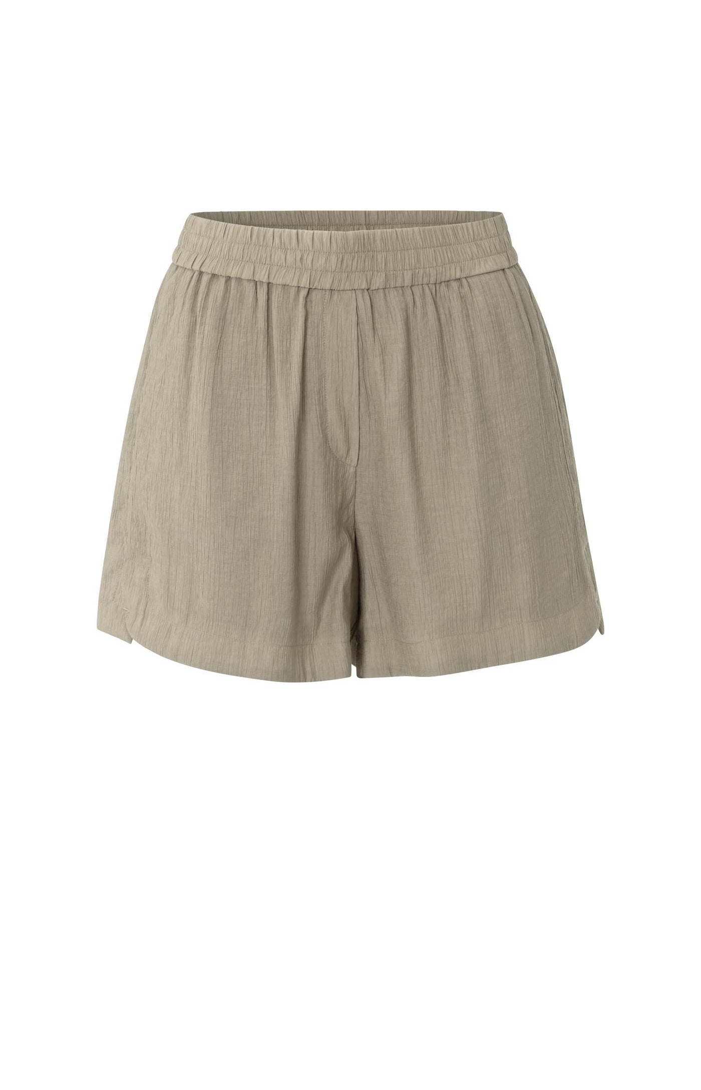 Gewebte strukturierte Shorts mit elastischem Bund - Beige