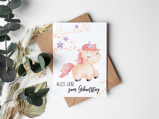 Klappkarte "Einhorn - Alles Liebe zum Geburtstag"