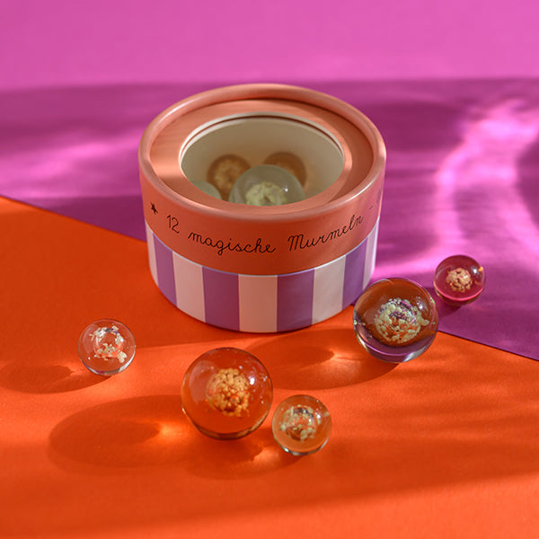 Magische Murmeln, rosa – Glow in the Dark, 12 Stück in Geschenkverpackung