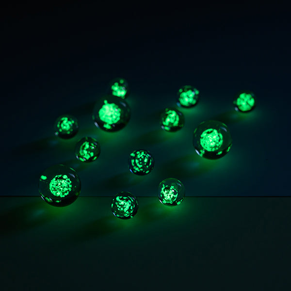 Magische Murmeln, blau – Glow in the Dark, 12 Stück in Geschenkverpackung