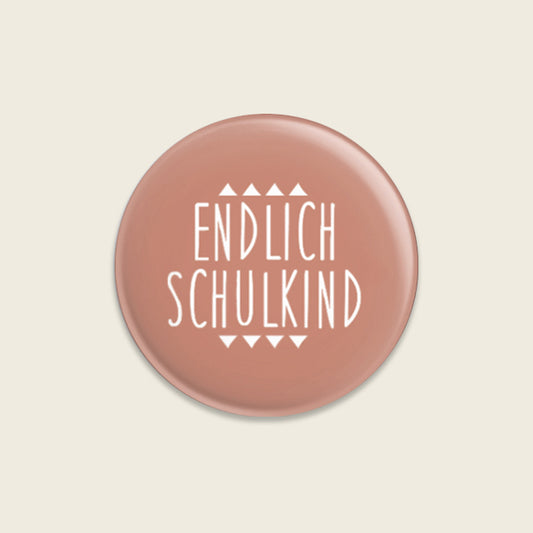 Button "Endlich Schulkind", altrosa