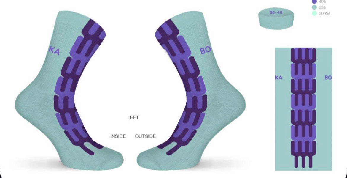 Grafische Tennissocken "High Five Türkis"