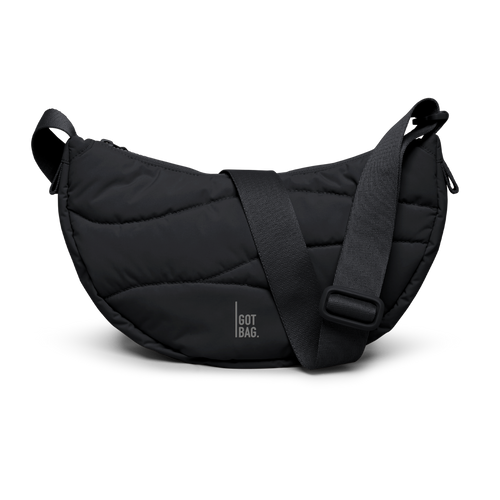 WAVY PUFFER MOON BAG SMALL - black monochrome