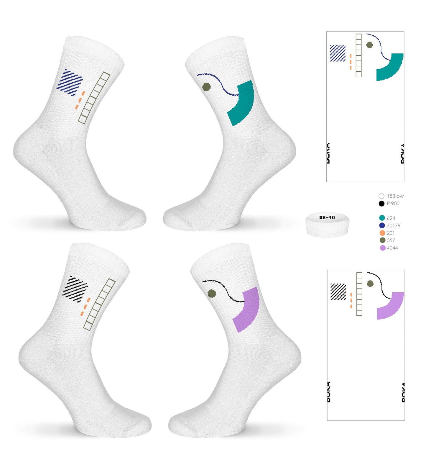 Grafische Tennissocken "Bau haus Duo"