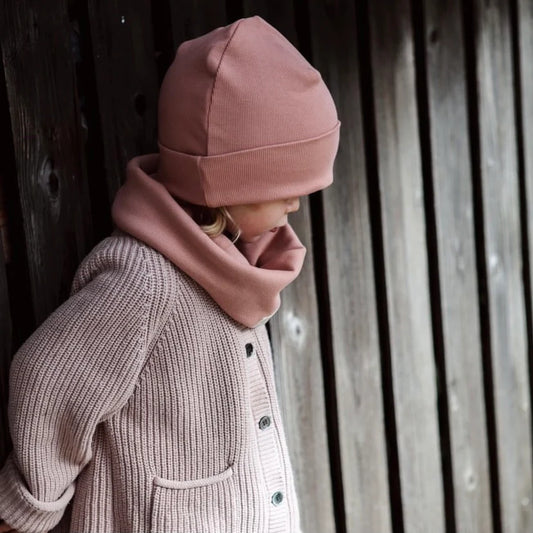 Organic Rib Beanie - Dusty Rose